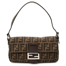 Sac Baguette Fendi en toile Zucca marron