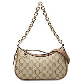 Gucci Beige Small GG Supreme Emblem Schultertasche