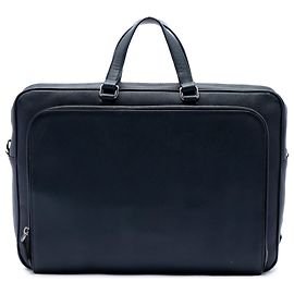 Sac business Prada Blue Saffiano