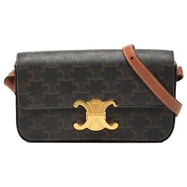 Céline Bolso de hombro Claude de lona revestida Triomphe marrón Celine