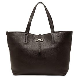 Salvatore Ferragamo Borsa Ferragamo Gancini Bice in pelle di vitello martellata marrone