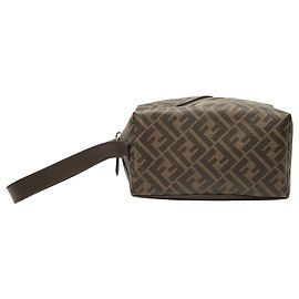 Fendi Kulturbeutel aus braunem Zucca Canvas