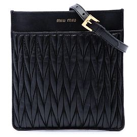 Miu Miu Black Nappa Matelasse Crossbody