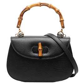 Gucci Black Small Grained Calfskin Bamboo Night