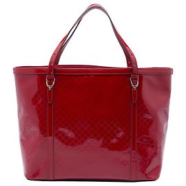 Sac Tote Gucci Nice en cuir verni Microguccissima rouge