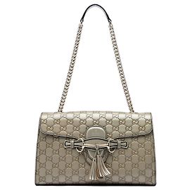 Bolso de hombro Gucci Gold Medium Guccissima Emily