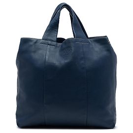 Prada Blue Vitello Daino Shopper Tote
