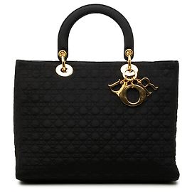 Autre Marque Dior Black Large Nylon Microcannage Lady Dior