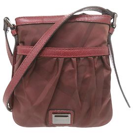 Bolsa de Ombro Burberry Padrão Check Bordeaux