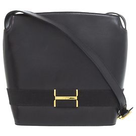 Bolsa de ombro em couro preto Salvatore Ferragamo