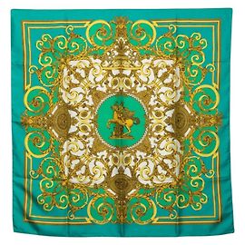Hermès Hermes Carre 90 LES TUILERIES Lenço de seda verde