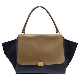 Céline CELINE TRAPEZE LARGE HANDBAG BICOLOR BROWN BLUE LEATHER AND SUEDE
