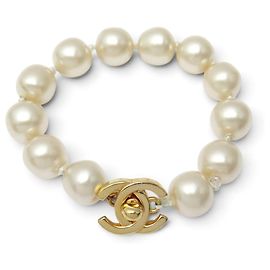 BRACCIALE VINTAGE CHANEL PERLE GRANDI CHIUSURA LOGO CC TIMELESS 1996 HUGE PEARLS