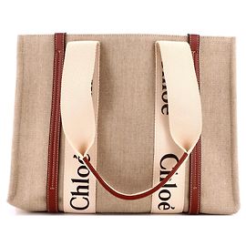 Chloé Woody Tote Canvas with Leather Medium
