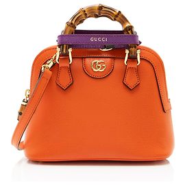 Gucci Cuir Leather Bamboo Diana Dome Mini Satchel