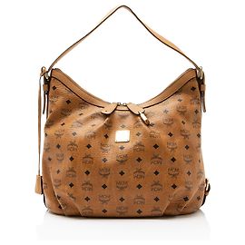 MCM Visetos Hobo Bag Brown Leather