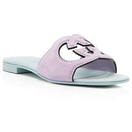 Gucci Wildleder Slide-Sandalen mit verschränktem G-Ausschnitt - Size 7 / 37