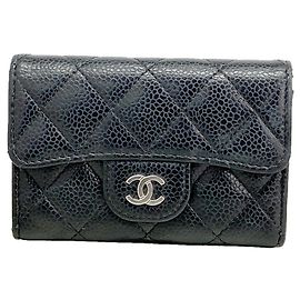 Portacarte Chanel nero in vitello granulato