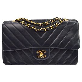 Chanel Vintage Classic Double Flap Chevron Lambskin Medium