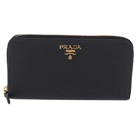 Prada Langes Portemonnaie aus Saffiano-Leder mit Rundum-Reißverschluss und Lasche
