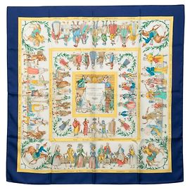 Hermès Foulard di seta Hermes Carre 90 Costumes Civils Actues