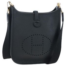 Hermès Bolsa de Ombro HERMES Evelyn 16 TPM Couro Preto Ouro Auth BA16042SV