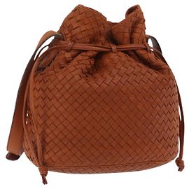 Bottega Veneta INTRECCIATO Schultertasche aus Leder Braun Gold Authentisch bs37477