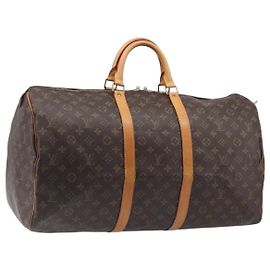 LOUIS VUITTON Monogram Keepall 55 Boston Bag M41424 LV Auth 200476V