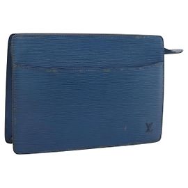 LOUIS VUITTON Epi Pochette Homme Clutch Bag Blue M52522 LV Auth 206686
