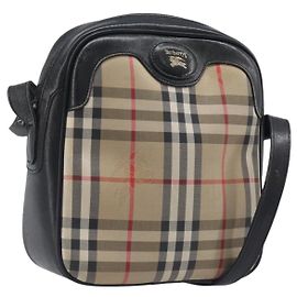 Burberrys Nova Check Schultertasche Canvas Beige Gold Auth 205374