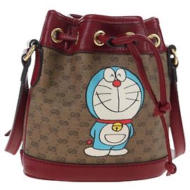 Sac à épaule GUCCI Micro GG Doraemon PVC Beige Doré 647801 Auth 206889M