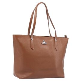 Borsa Tote Vivienne Westwood Pelle Marrone Argento Auth 207699A
