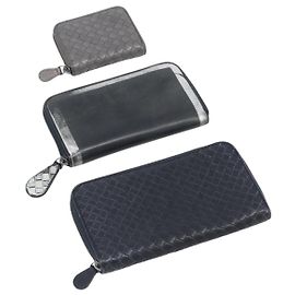 Portefeuille BOTTEGA VENETA INTRECCIATO en cuir Lot de 3 Noir Gris Auth ar14292