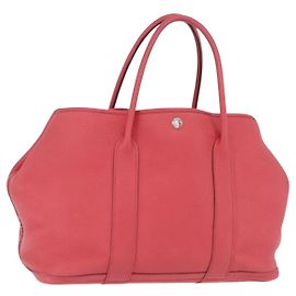 Hermès Sac cabas HERMES Garden Party PM en cuir rose argent Auth ka6450V