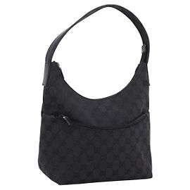 Borsa a tracolla GUCCI GG Canvas Nero Argento 001 3386 Auth 207352A