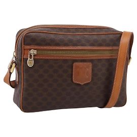 Céline Sac à épaule CELINE Macadam Canvas PVC Leather Brown Gold Auth 205454V