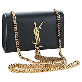 Autre Marque Borsa a tracolla con catena Saint Laurent in pelle nera e oro Auth BA16060V