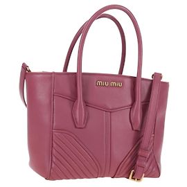 Bolso de mano Miu Miu de cuero 2way Rosa Oro 5BA145 Auth am12700V