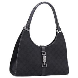 Borsa a Mano GUCCI GG Canvas Jackie Nero Argento 01719 Auth am12714M