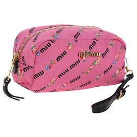 Bolso de Cosméticos Miu Miu Nylon Pink Gold Auth 206346M