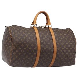LOUIS VUITTON Monogram Keepall 55 Boston Bag M41424 LV Auth 205084V