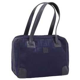 FENDI Zucca Canvas Handtasche Navy Gold Auth ep16548