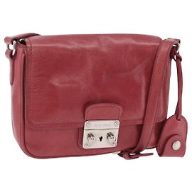 Miu Miu Schultertasche Leder Rosa Silber Auth BA16100A