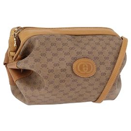 Bolsa de Ombro GUCCI Couro Bege Dourado 007 115 5770 Auth 206426