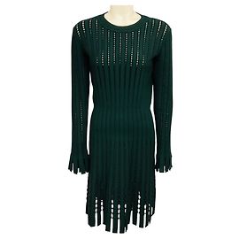 Alaïa Abito midi in maglia di lana a maniche lunghe con dettagli cut-out Alaia Green
