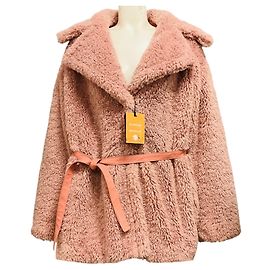 Dundas x Revolve Stevie Kunstpelz Teddy Mantel Blush Pink