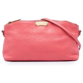 Borsa a tracolla Burberry Chichester in pelle goffrata Grain Check, Rosa, Small