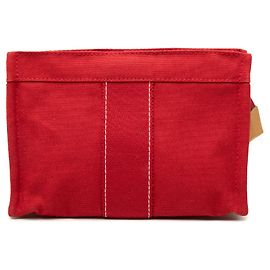 Red Hermès Toile Deauville Pouch