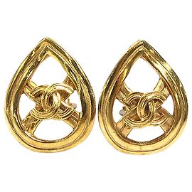 Orecchini a clip Chanel CC placcati oro a goccia