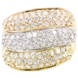 Autre Marque Elegant 18K Gold and Platinum Band Ring with Diamond